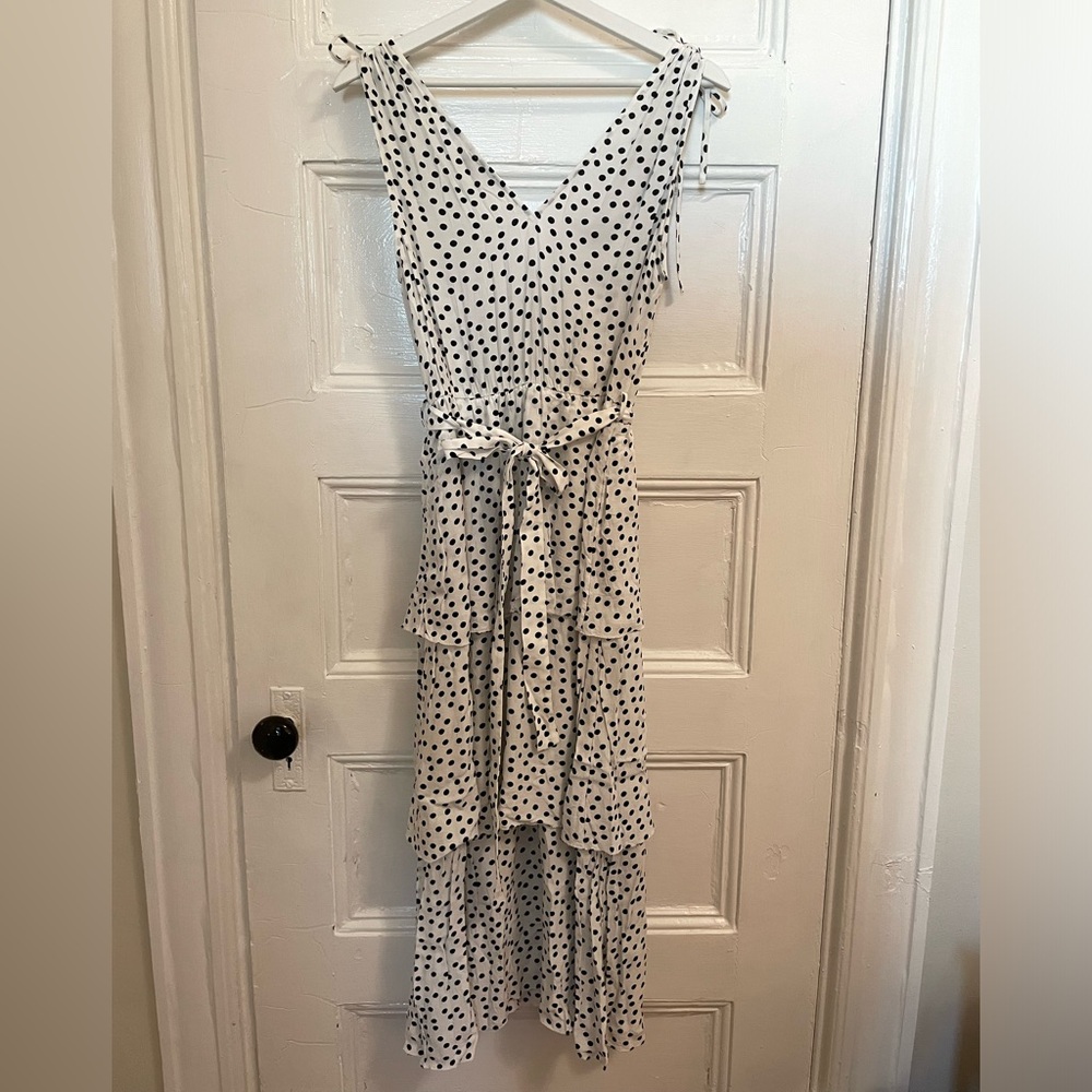 & Other Stories Polka Dot Ruffle Tiered Midi Dress - Picture 6 of 6